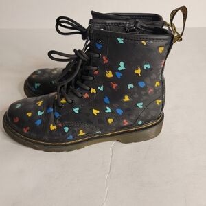 Dr Martens Combat Boots Sz 5 Pascal Wild Heart Lace Up Side Zip 1460